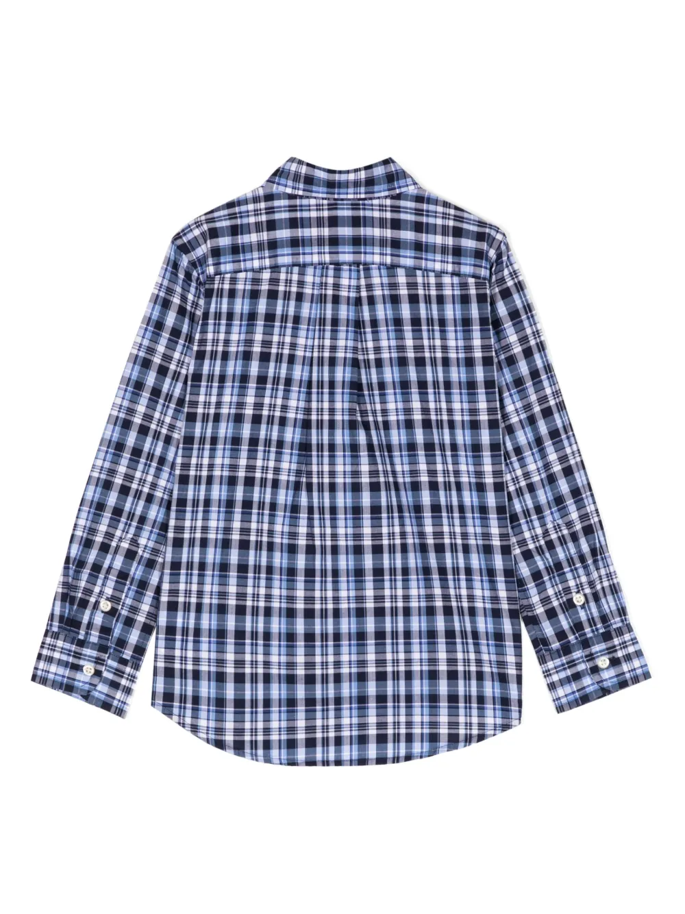 Клетчатая рубашка с вышитым логотипом Polo Ralph Lauren Kids, синий — фото 2