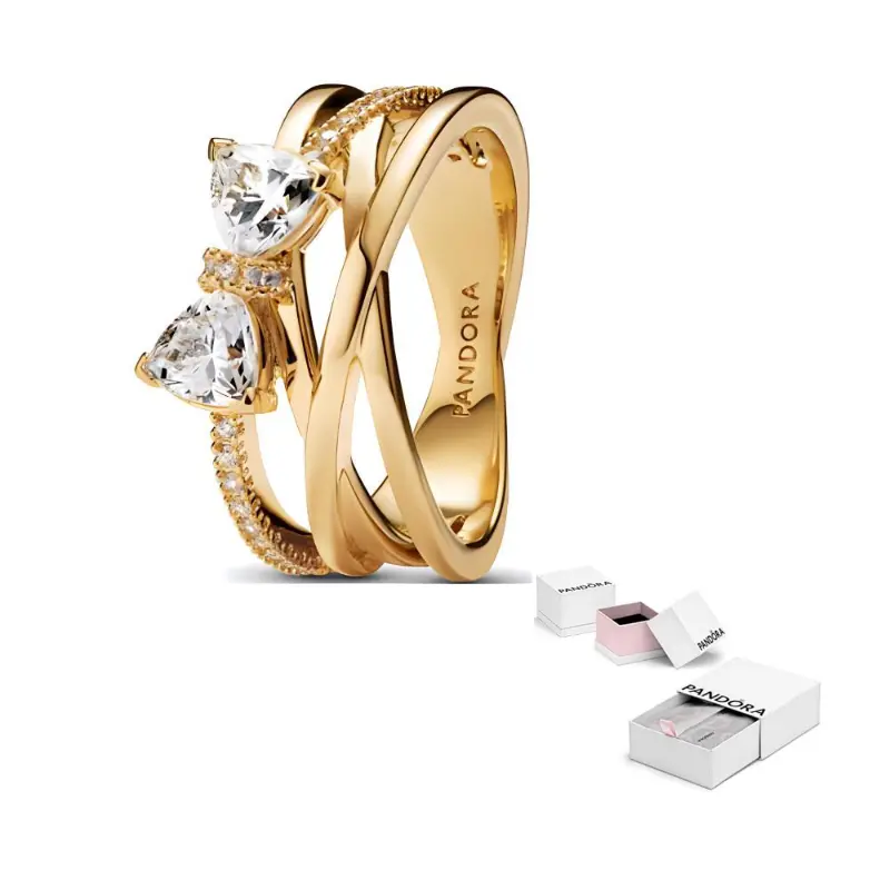 

Синтетическая бижутерия Cubic Zirconia кольца Women's Gold Pandora, золотой