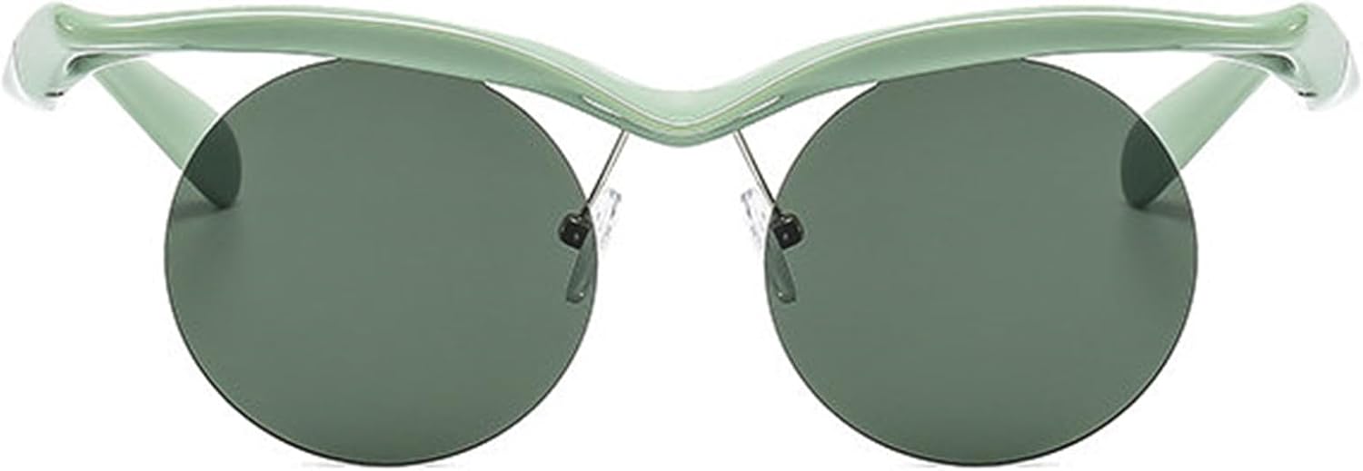 

Солнцезащитные очки Willochra в маленькой круглой оправе в стиле панк для женщин и мужчин, роскошные винтажные солнцезащитные очки без оправы для женщин, защита от УФ-излучения UV400, Green