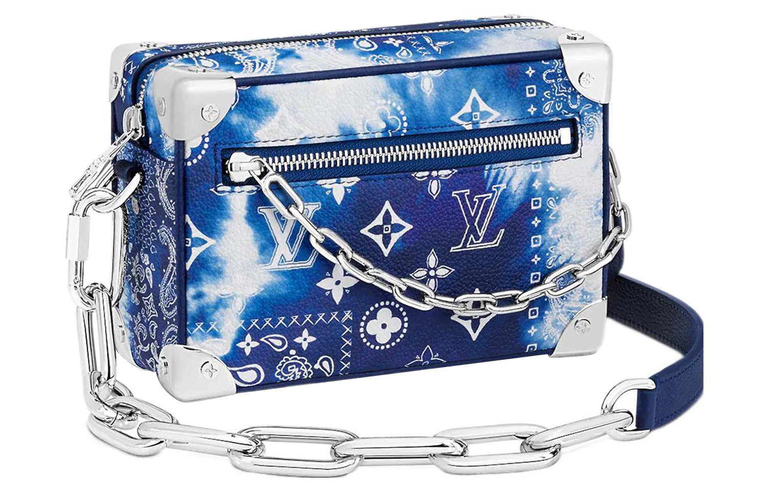 

LOUIS VUITTON Миниатюрный мягкий баул с банданой и синим монограммным принтом