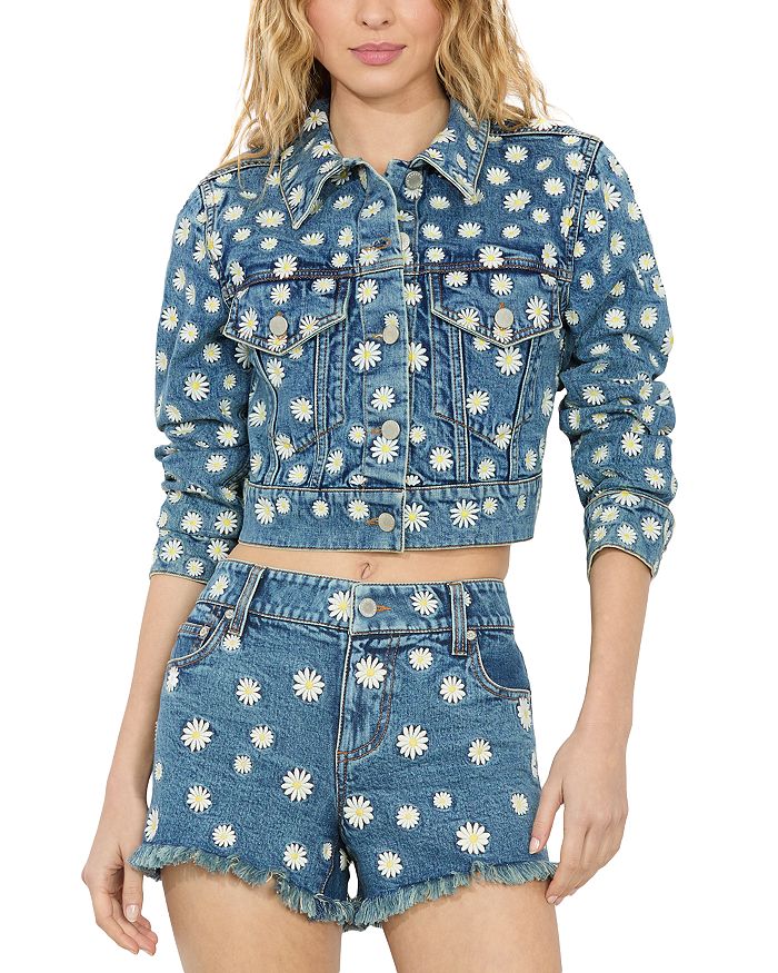 

Джефф Вышитая Короткая Куртка Alice and Olivia, синий