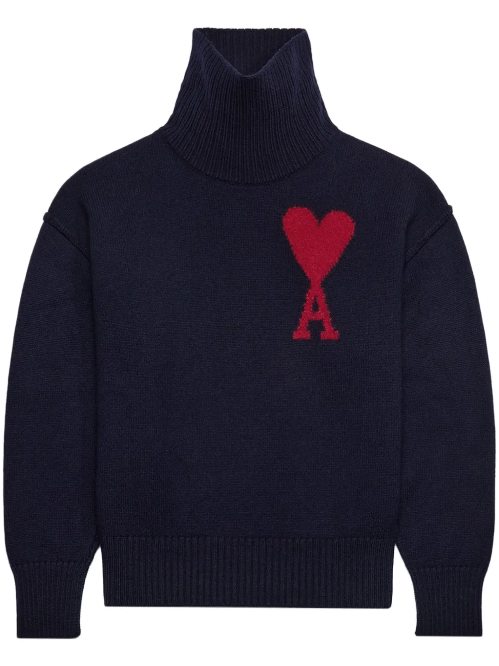 

Шерстяной джемпер с монограммой Ami de Coeur AMI Paris, синий