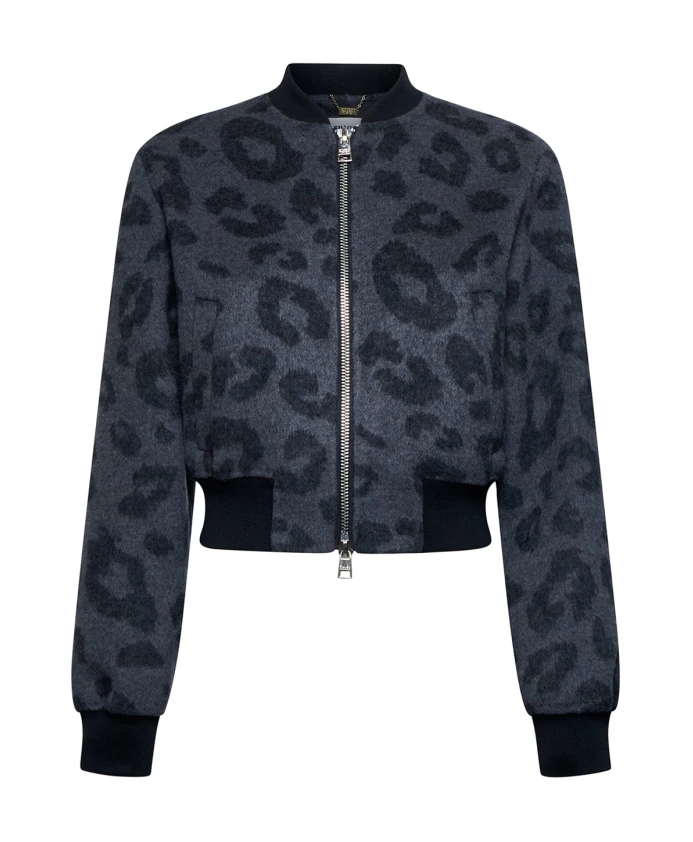 

Короткая куртка-бомбер с животным принтом Silvian Heach, черный