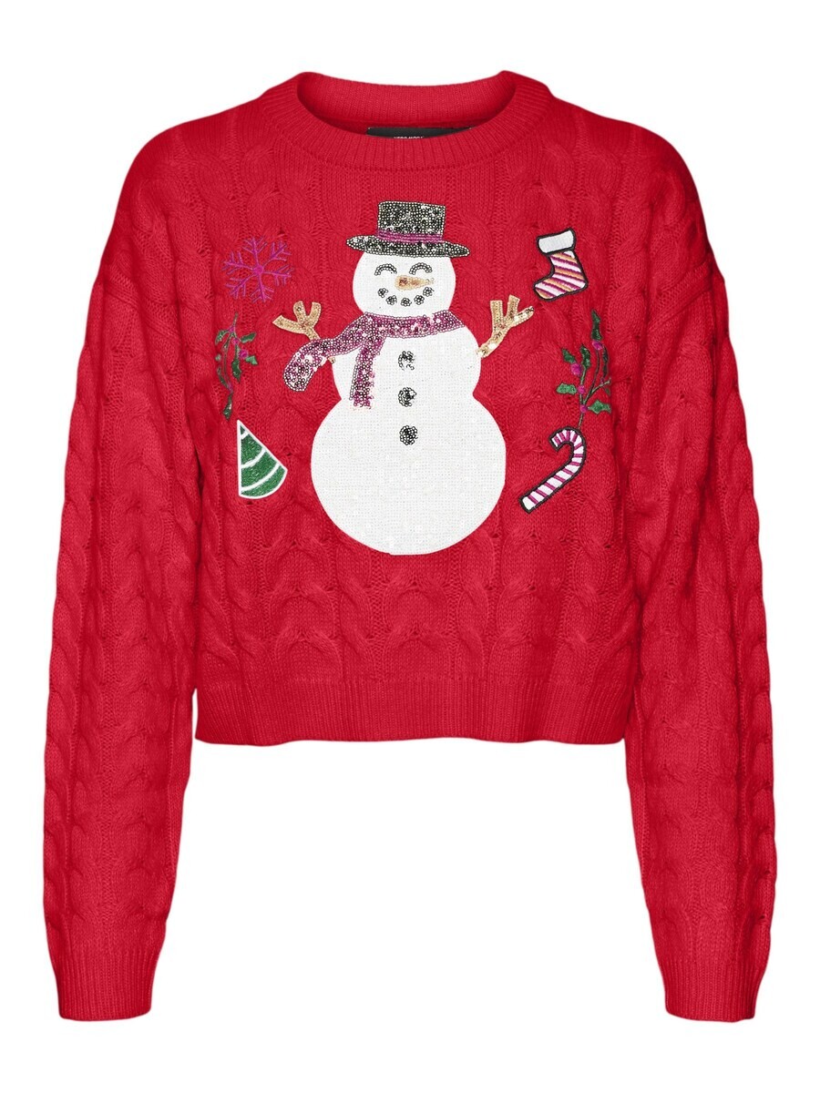 

Тонкий вязаный свитер VERO MODA Sweater SNOWMAN, красный