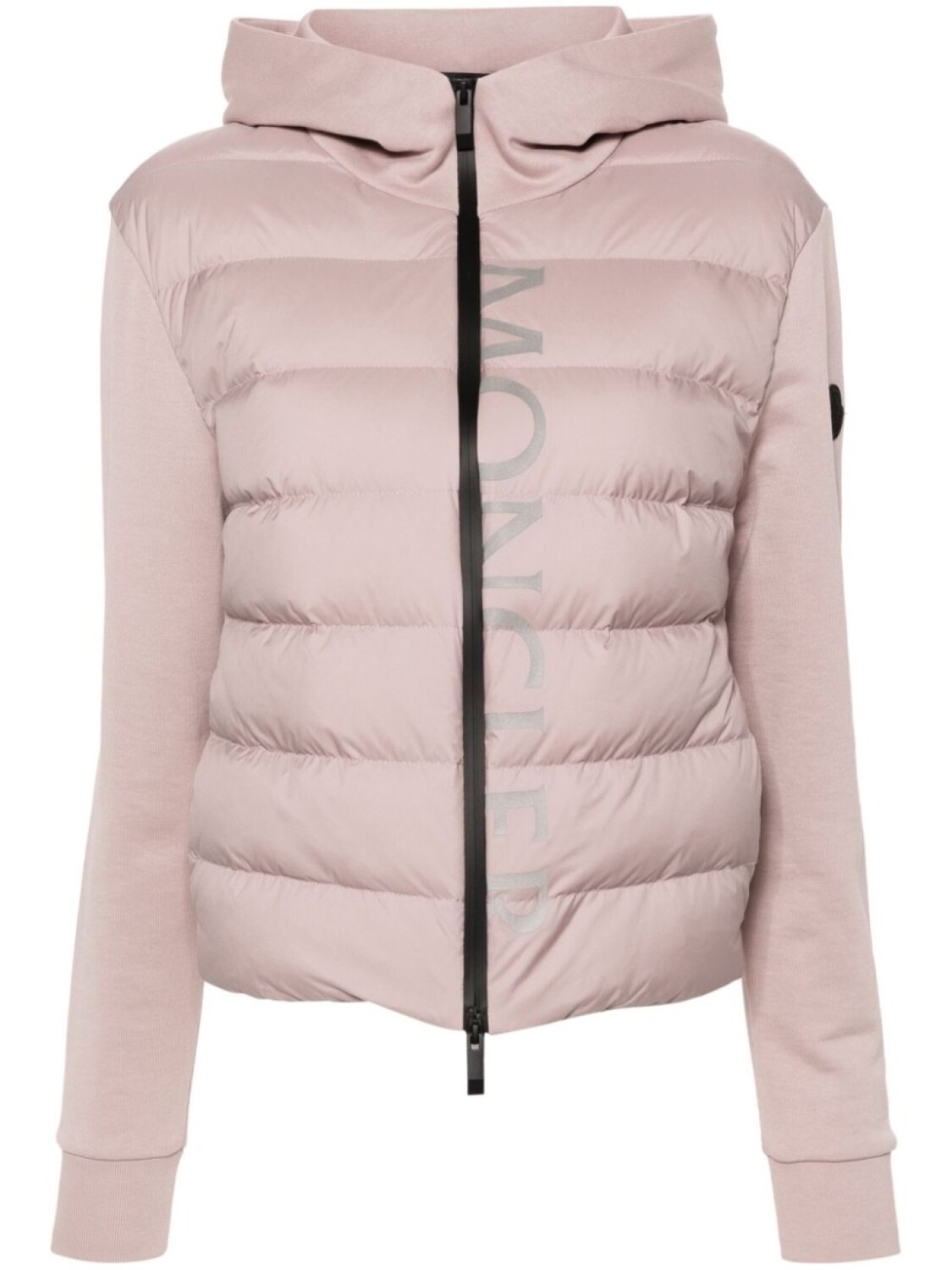 

Moncler пуховик с капюшоном и логотипом, розовый