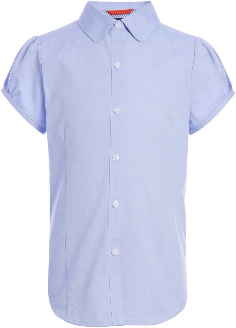 

Блузка Tommy Hilfiger Pinpoint с коротким рукавом и воротником-оксфордом для девочек, Blue