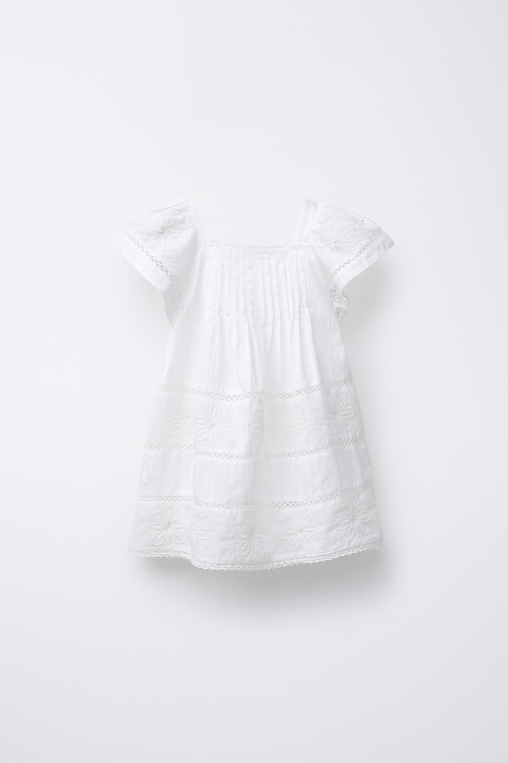

Вышитое ажурное платье ZARA, белый