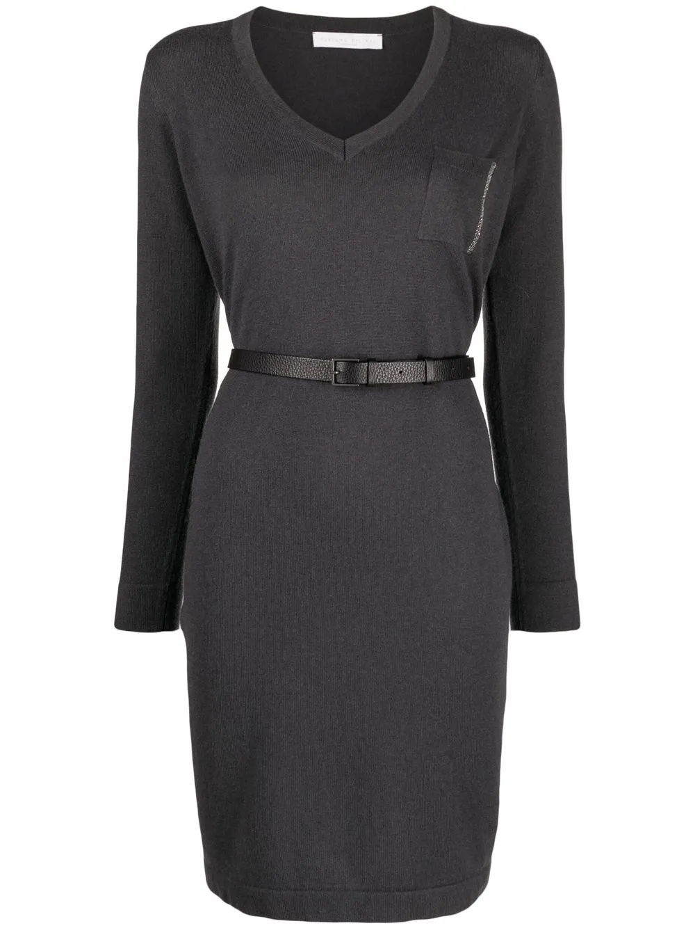 

Трикотажное платье с декором monili Fabiana Filippi, серый