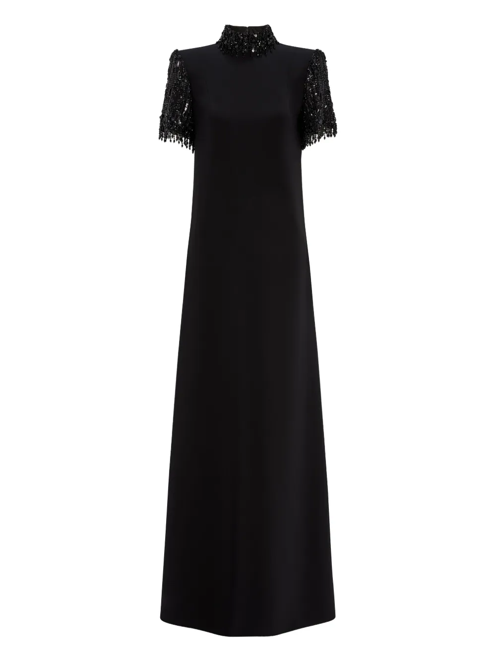 

Платье макси с высоким воротом, украшенное пайетками Jenny Packham, черный