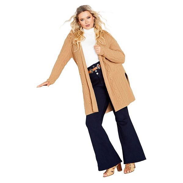 

Женский кардиган с капюшоном и косой вязкой Camilla plus size Avenue, Latte