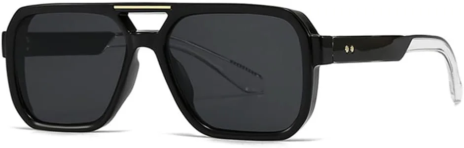 

Солнцезащитные очки в стиле панк с металлической оправой и двойной перемычкой, защита от ультрафиолета UV400, для мужчин и женщин UYPTK, Black Clear Gray