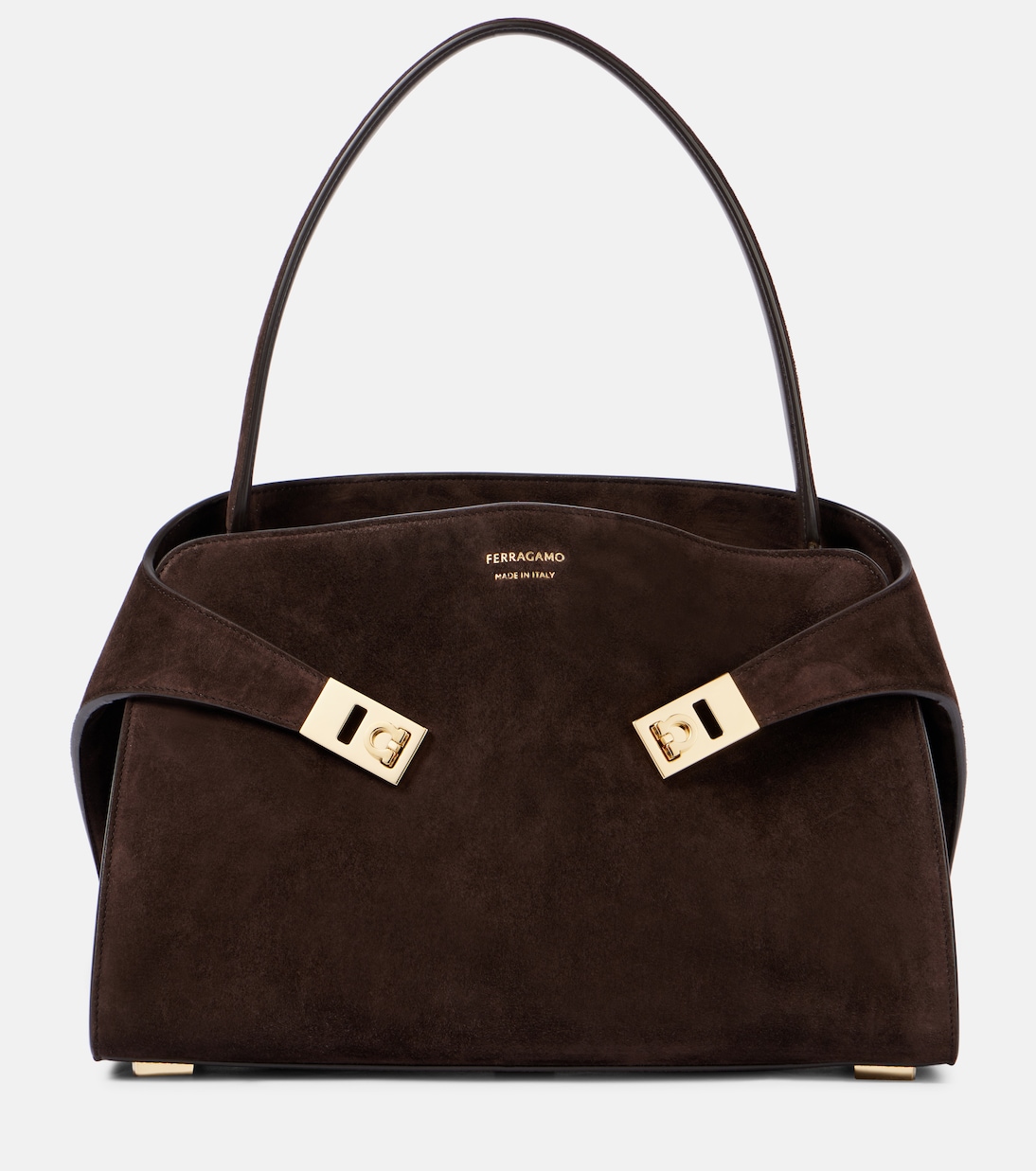 

Средняя замшевая сумка через плечо Hug Ferragamo, Testa Di Moro
