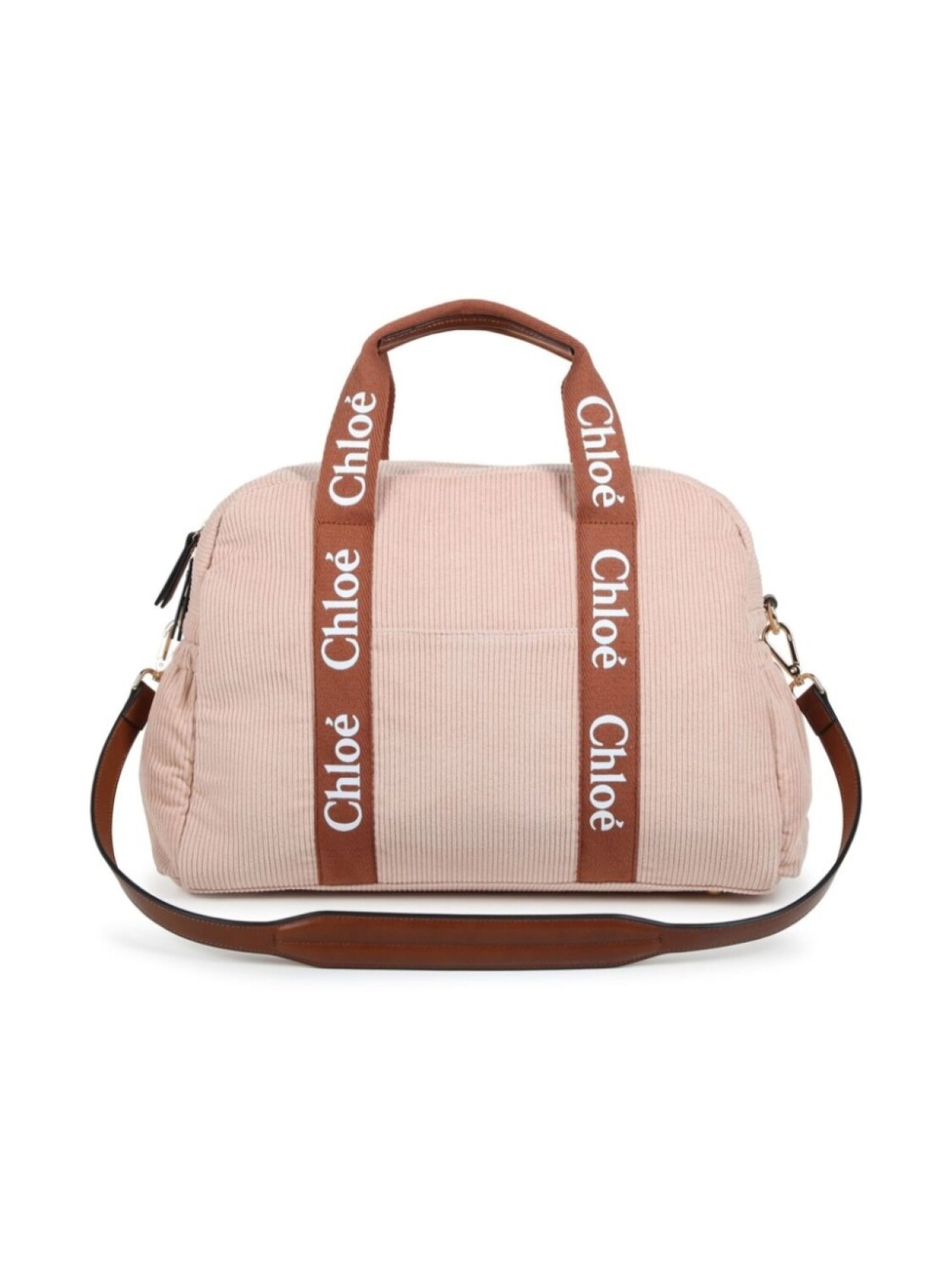 

Chloé Kids вельветовая пеленальная сумка с логотипом, розовый