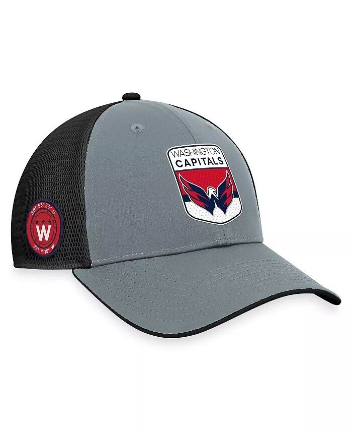 

Мужская серо-черная регулируемая кепка Washington Capitals Authentic Pro Home Ice Trucker Fanatics, серый