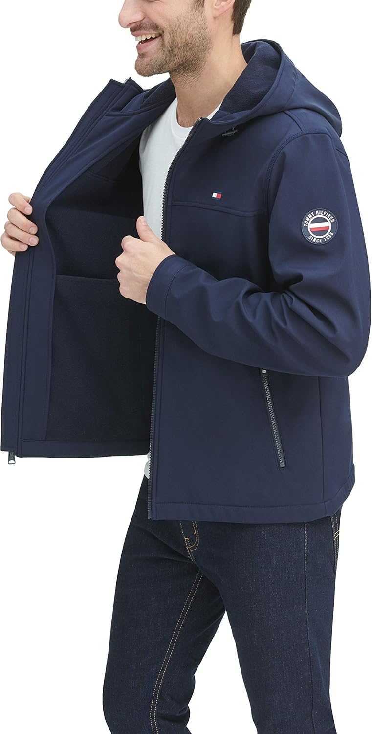 Мужская куртка Tommy Hilfiger Soft Shell с капюшоном и водонепроницаемой отделкой, Night Sky — фото 2