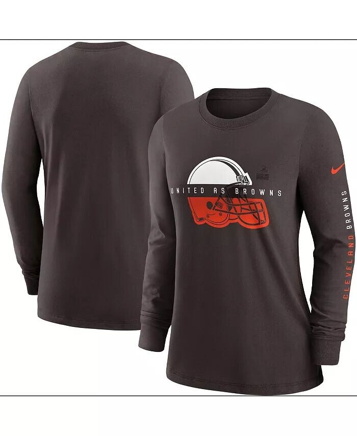 

Женская коричневая футболка с длинным рукавом Cleveland Browns Prime Split Nike