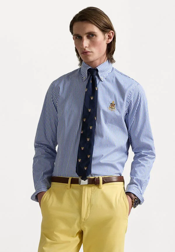 Классическая рубашка из поплина в полоску с гербом. Polo Ralph Lauren, Blue/White