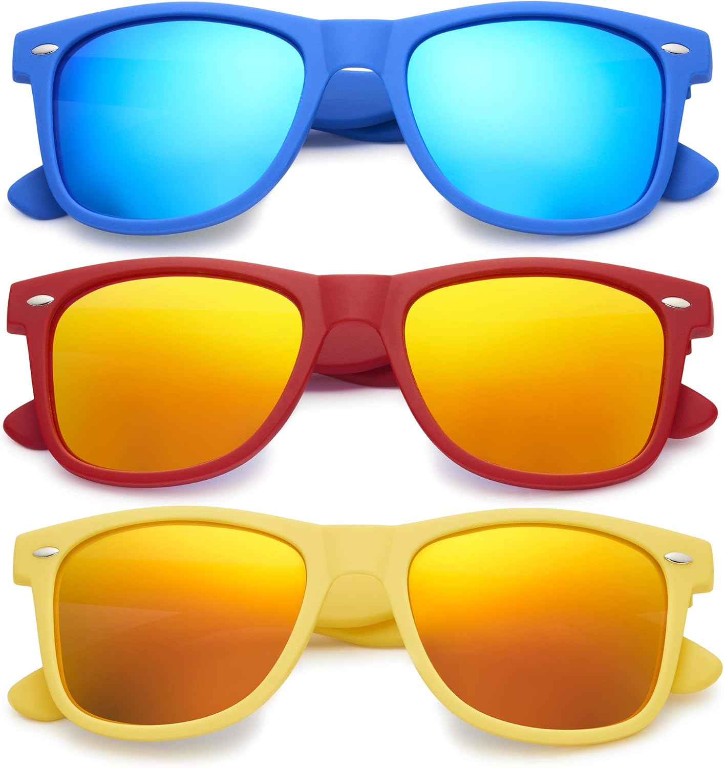 

Ретро-очки Rewind Classic с поляризацией, для мужчин и женщин, защита от ультрафиолета UV400, стильные и модные, унисекс Retro Rewind, 3-pack Color Mirror: Royal Blue + Red + Yellow