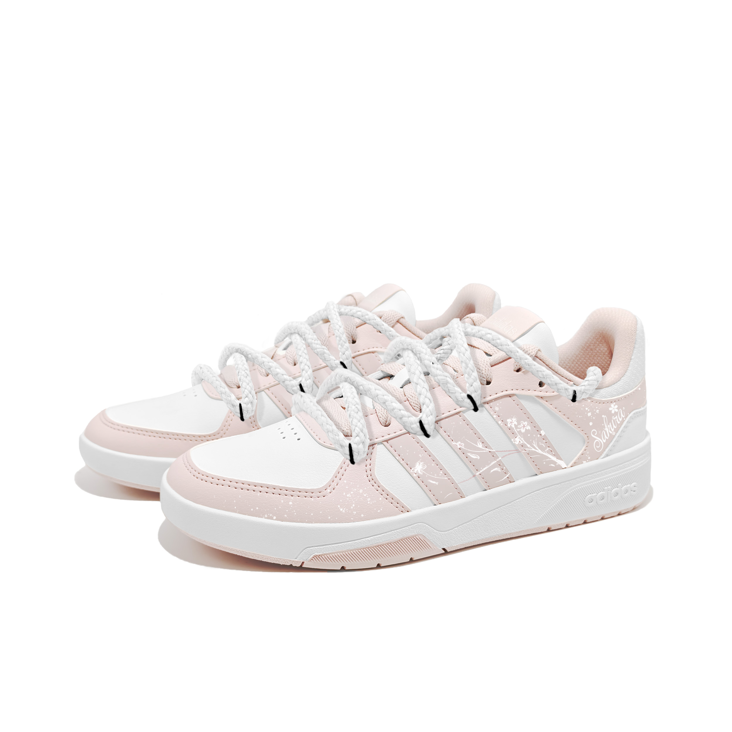 Adidas COURTBEAT Cherry Blossom Charm, синтетическая кожа, противоскользящая поверхность, амортизация, износостойкость, низкие кеды — фото 4