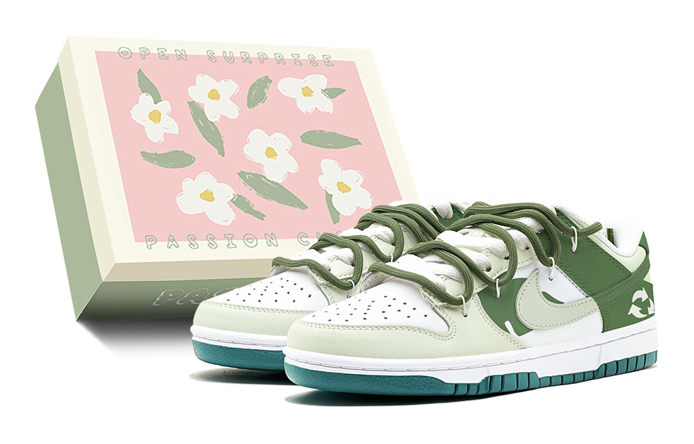 

Кроссовки Nike Dunk Skateboard Shoes Women's Low-Top White, Зеленый, Кроссовки Nike Dunk Skateboard Shoes Women's Low-Top White