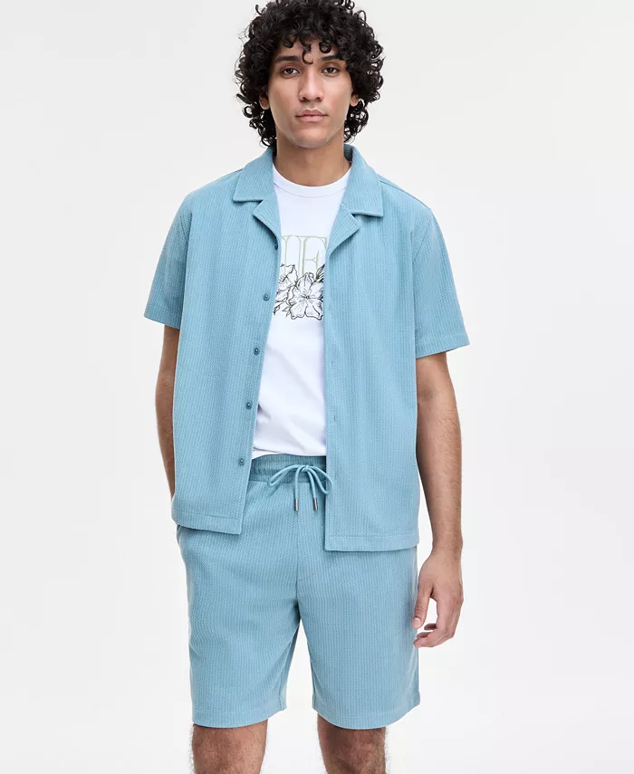 

Мужская текстурированная вязаная рубашка Baron GUESS, синий