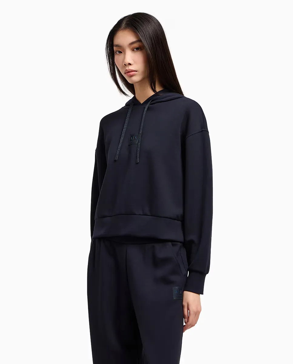 

Женская худи с капюшоном из ткани с эффектом скаба Armani Exchange, темно-синий