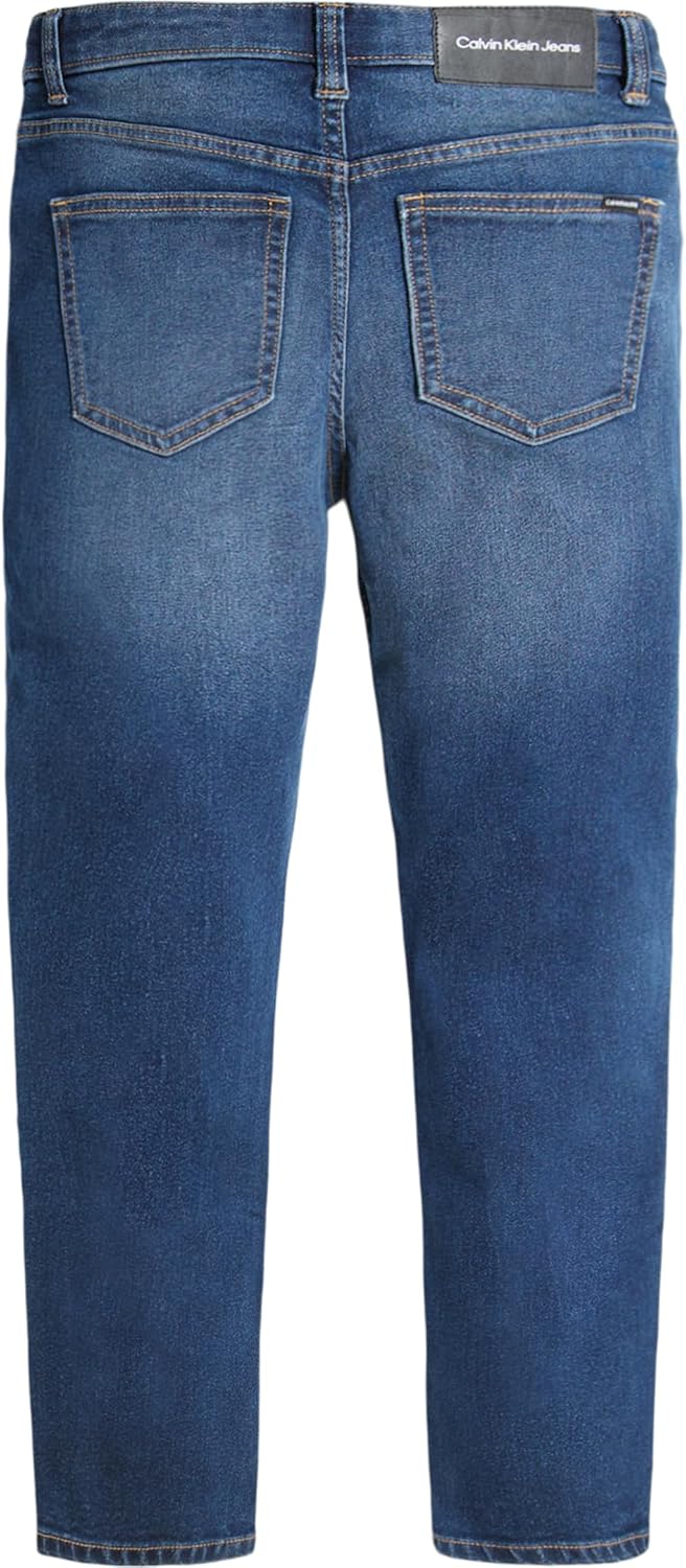 Джинсы Calvin Klein для мальчиков Slim Fit, прямые, эластичные, с пятью карманами, застежкой на молнию и пуговицы, Austin Dark Blue — фото 2