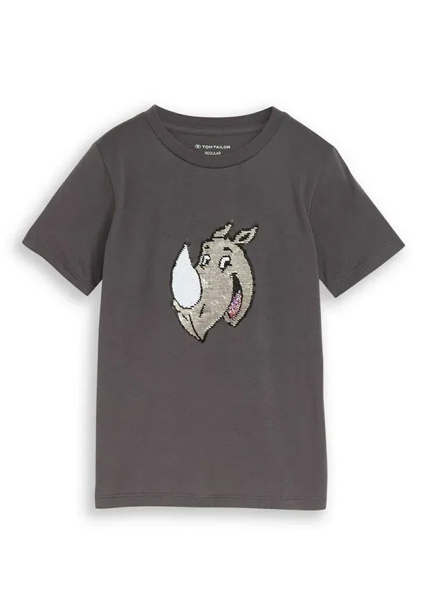 Футболка Tom Tailor t-shirt mit wendepailletten print, темный городской серый