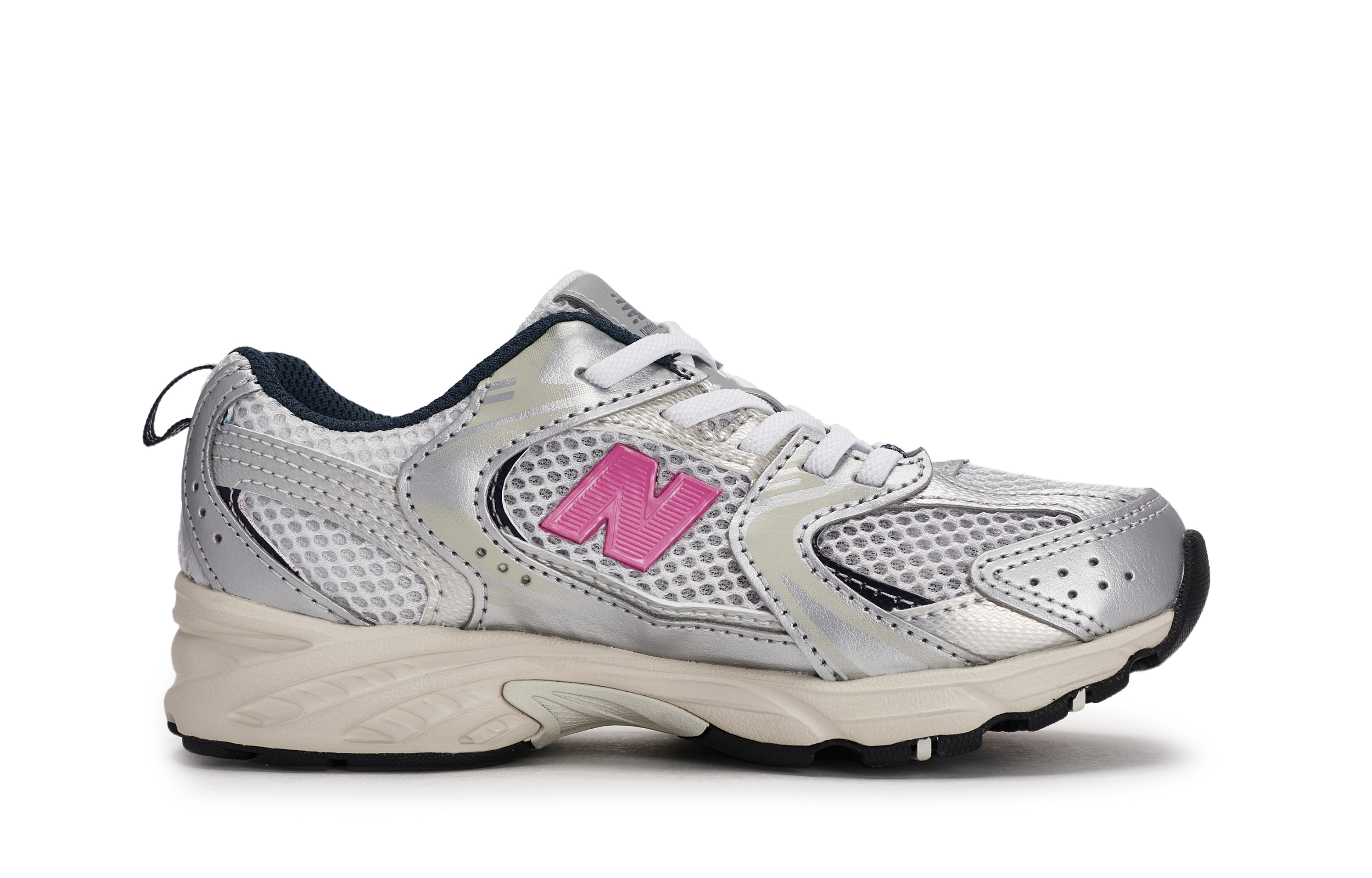 Кроссовки New Balance 530 для детей, серый/розовый/красный/серебряный — фото 2
