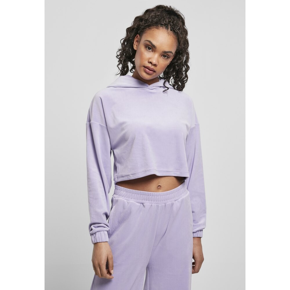 

Толстовка Urban Classics Hooded Cropped Velvet Oversized, синий