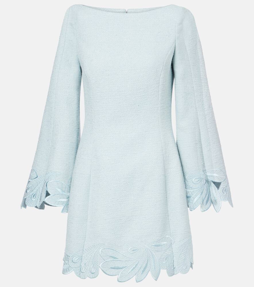 

Мини-платье из твида с хлопком и шерстью Oscar de la Renta, Blue Quartz