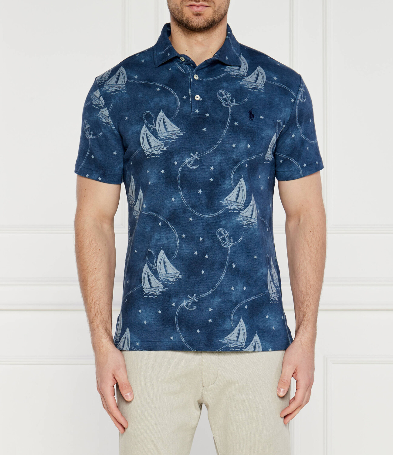 

Поло POLO RALPH LAUREN Custom slim fit, синий