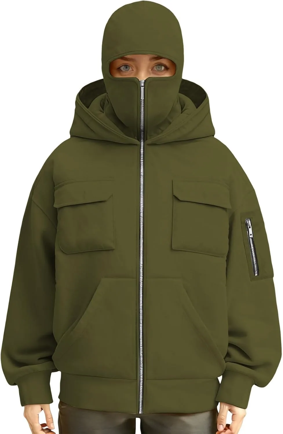 

Мужская толстовка с капюшоном на молнии, маска и двойной капюшон для зимнего спорта