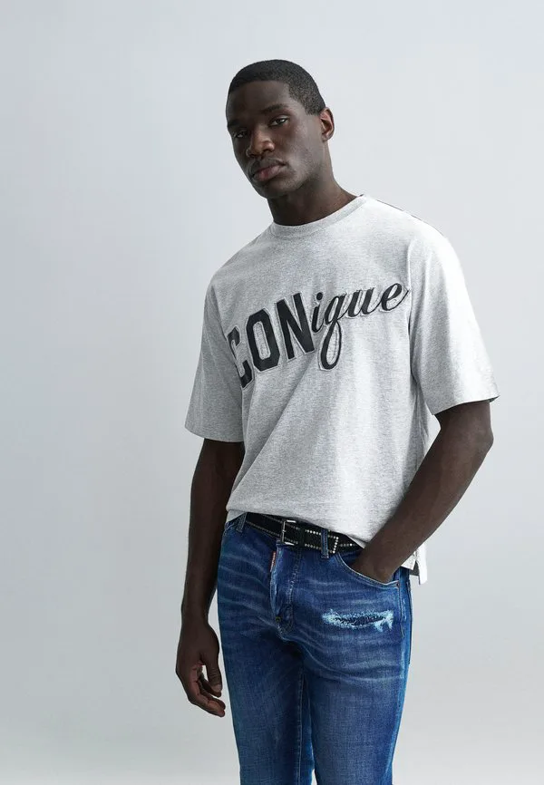 Футболка iconique свободного кроя с принтом Dsquared2, Grey Melange
