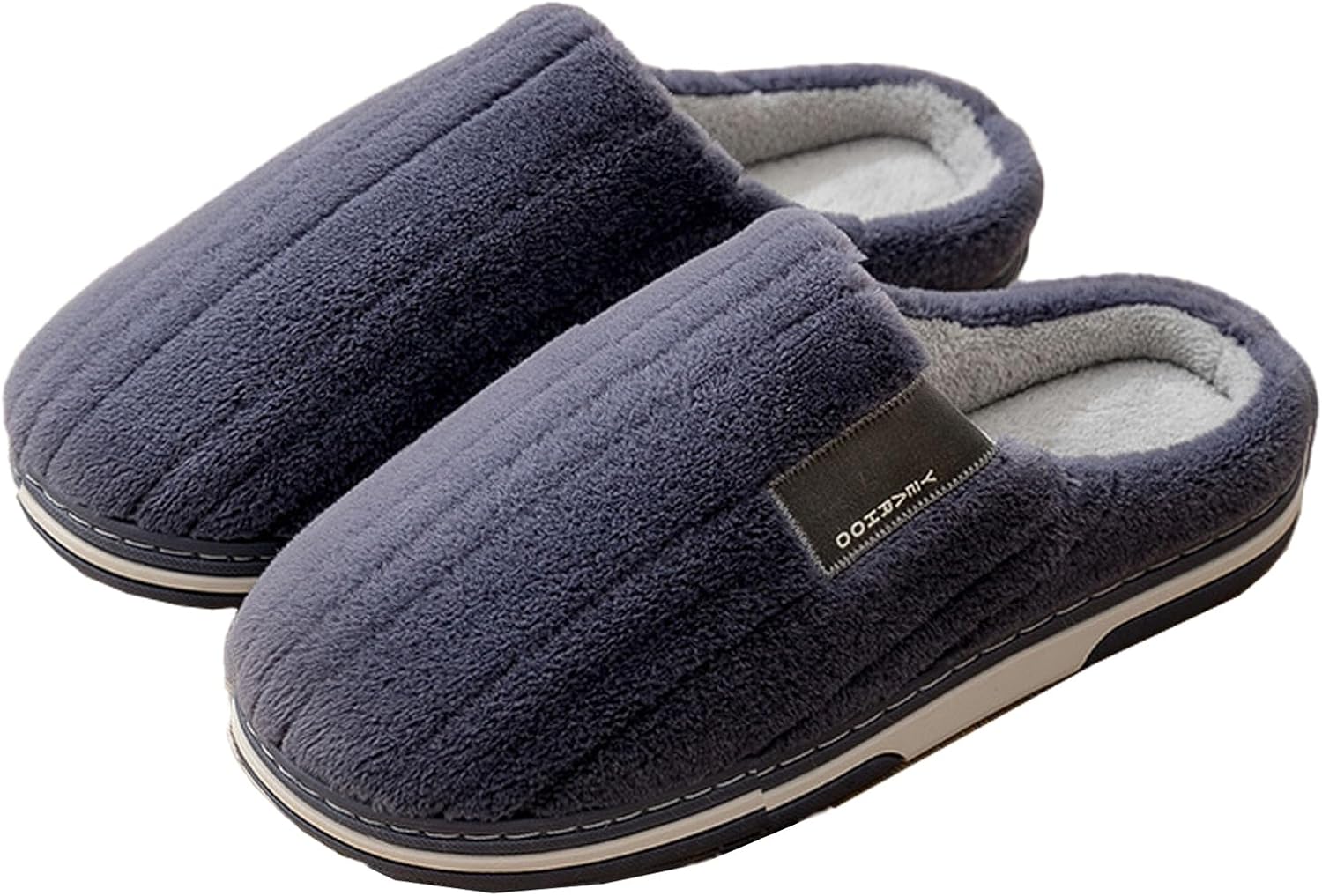 

Мягкие мужские тапочки большого размера, уютные тапочки с открытой пяткой, мягкая резиновая подошва, домашние тапочки для мужчин, плюшевые тапки для спальни Oukisam, синий