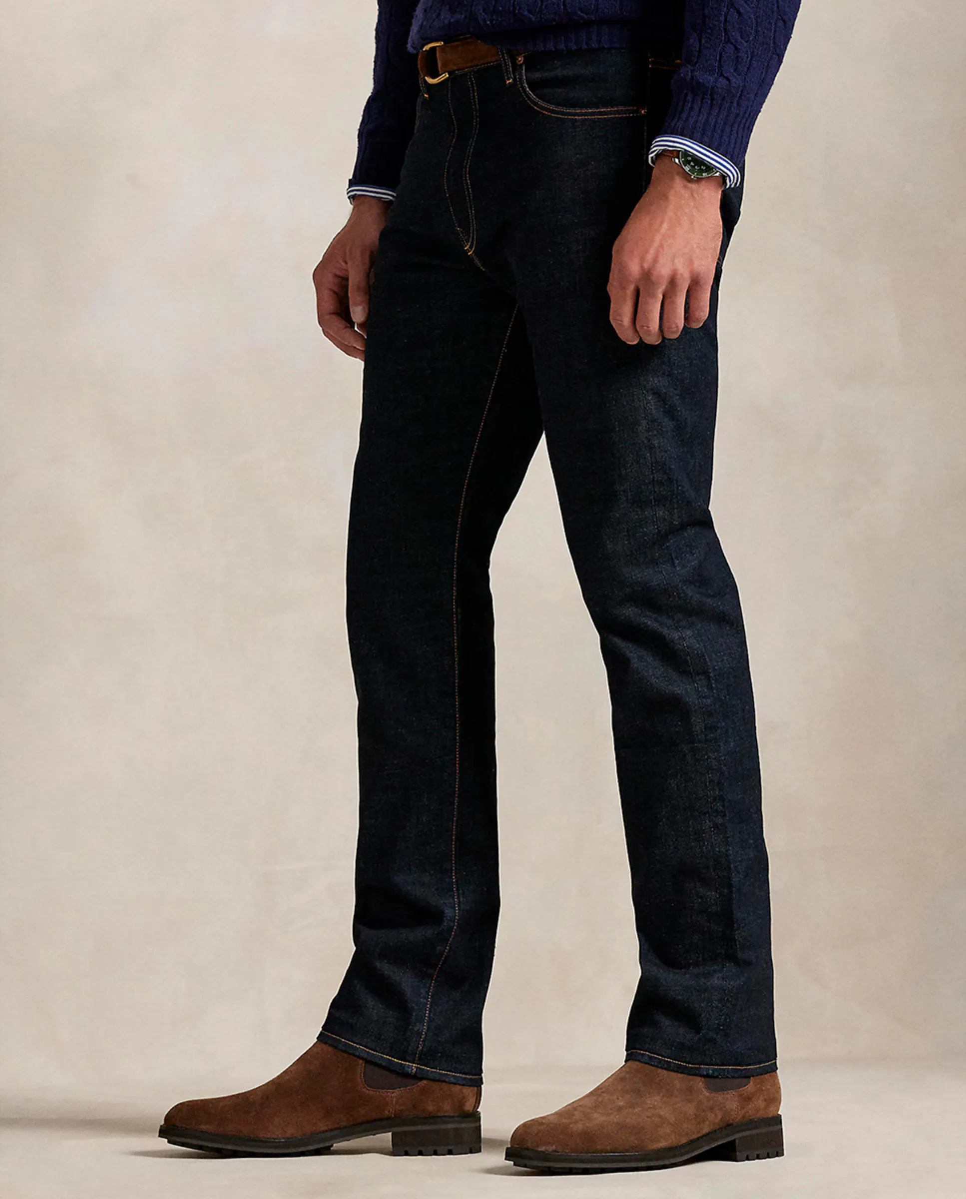 Джинсы мужские Hampton Relaxed Straight Fit больших размеров Polo Ralph Lauren, темно-синий — фото 3