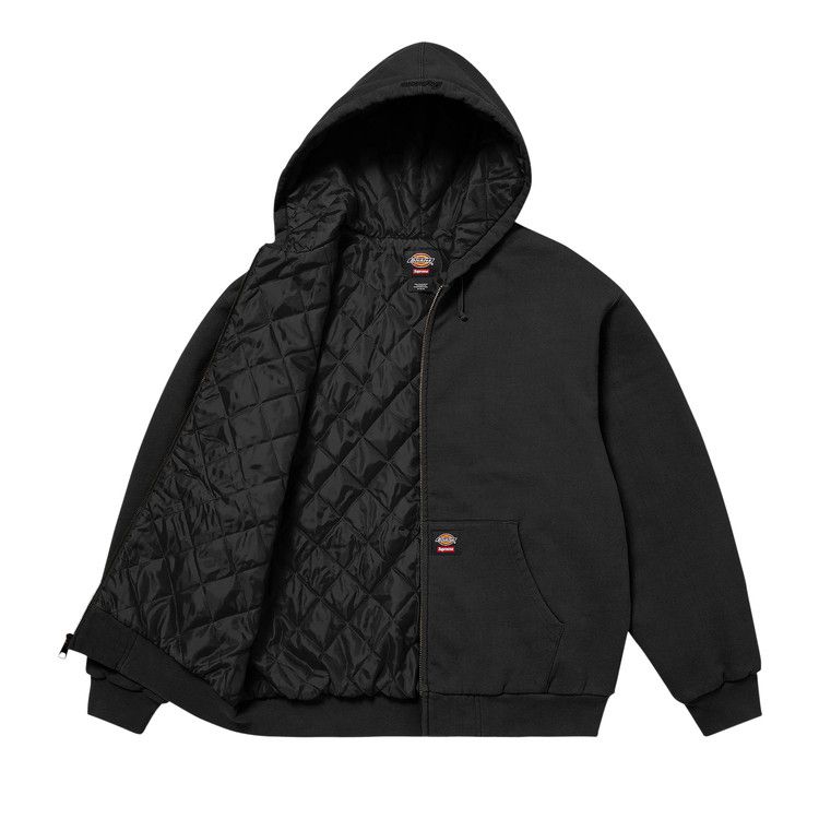 Толстовка Supreme x Dickies Quilted Lined Zip Up Hooded Sweatshirt, Black — фото 2