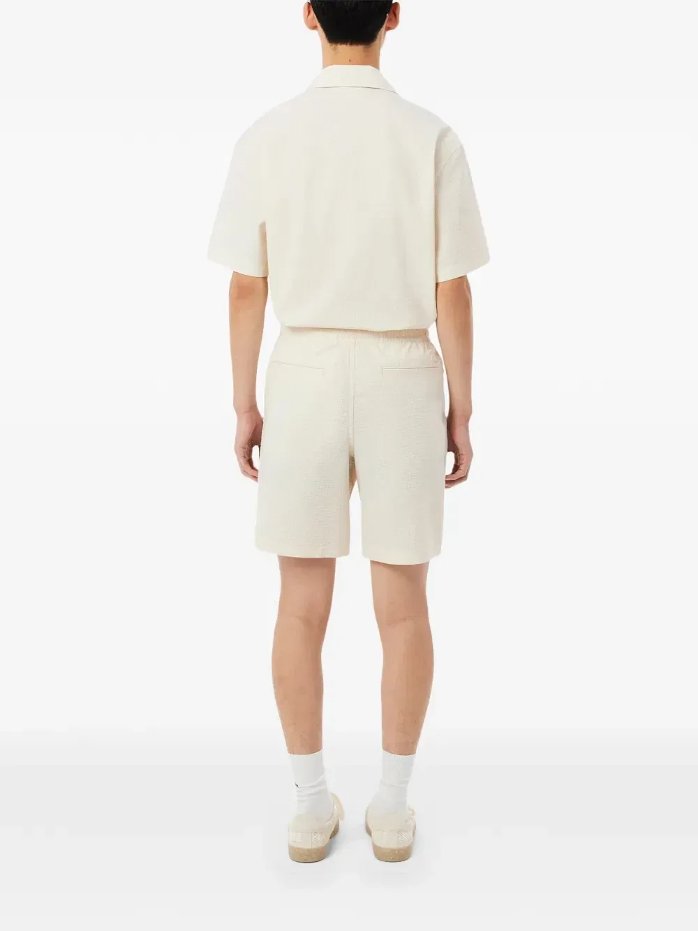 Полосатые шорты с кулиской Lacoste, бежевый — фото 3
