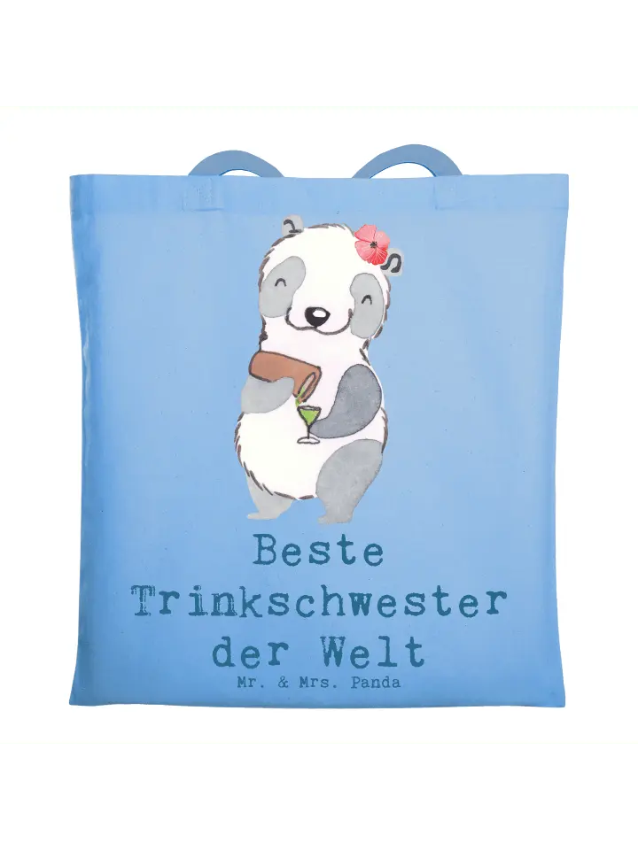 

Сумка для переноски Mr & Mrs Panda Panda Beste Trinkschwester der Welt, небесно-синий