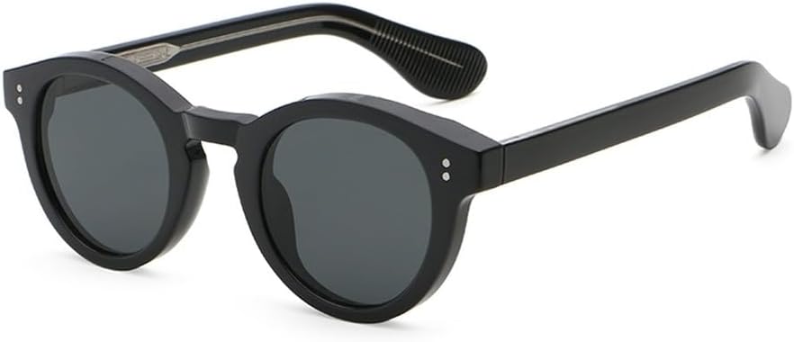 

модные солнцезащитные очки для женщин, винтажные солнцезащитные очки в круглой оправе из ацетата, солнцезащитные очки для мужчин с защитой от УФ-излучения UV400, коричневые и черные, унисекс WNCKSQ, Black