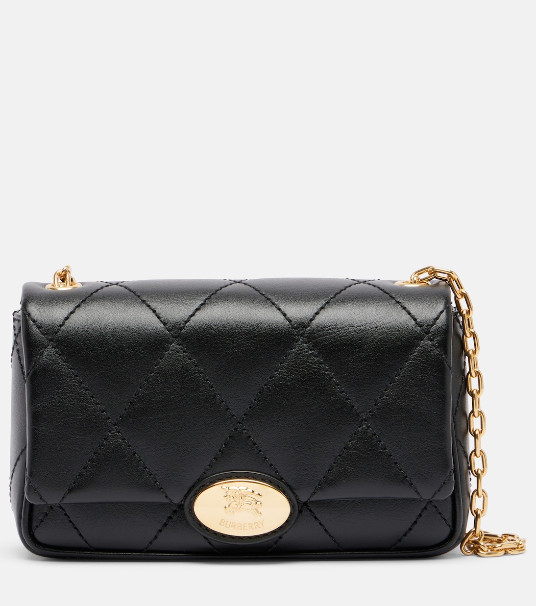 

Маленькая стеганая кожаная сумка через плечо Burberry, черный