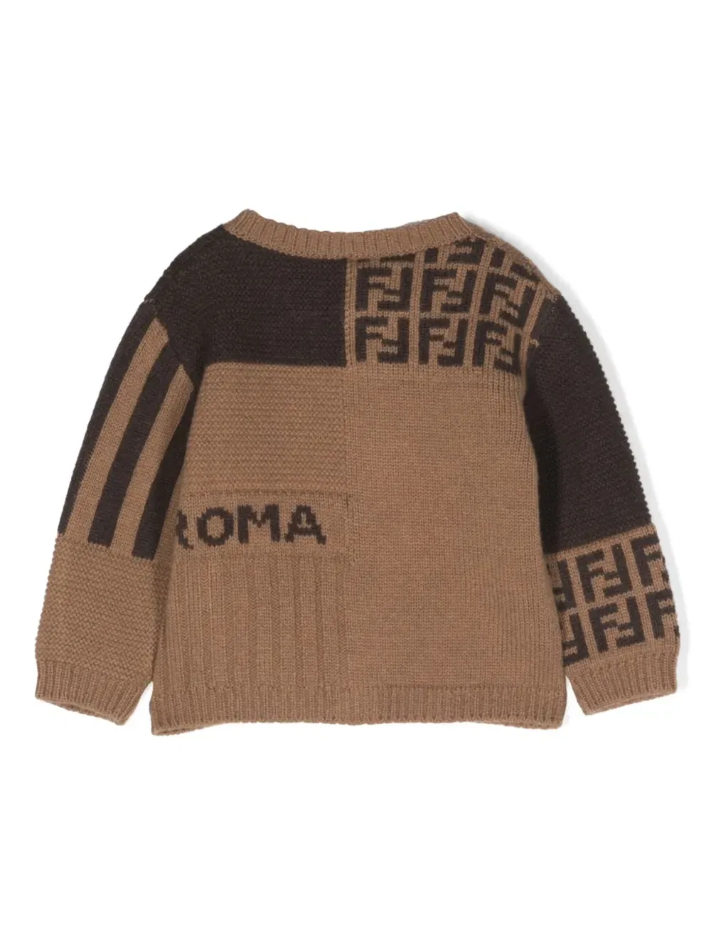 Кардиган из смеси шерсти и кашемира Fendi Kids, коричневый — фото 2