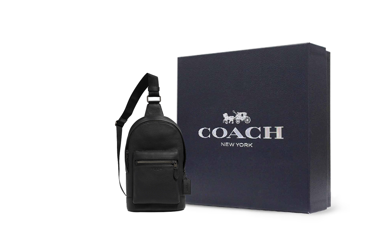 

Западный утонченный кожаный слинг-мешок с текстурой гальки COACH, gift box set (basic set+черный box)
