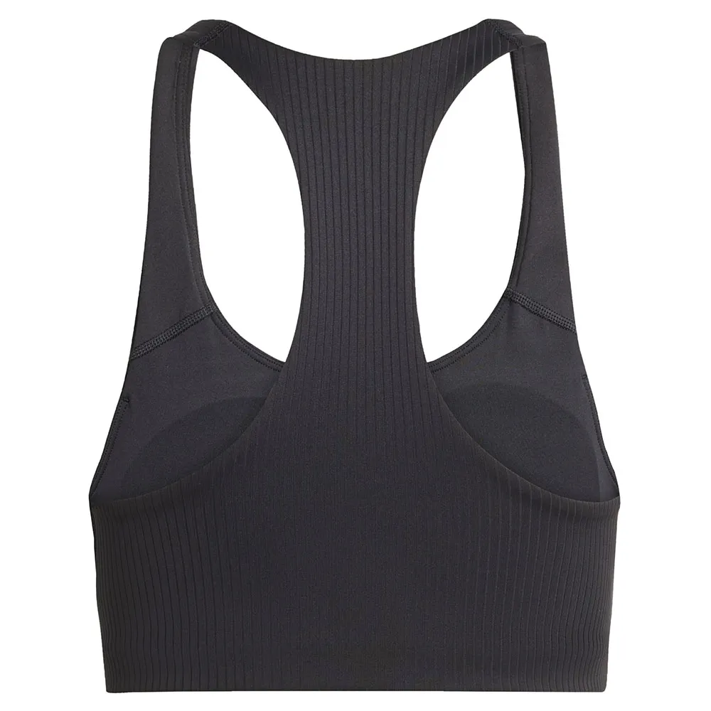 Спортивный бюстгальтер adidas Powerimpact Rib Medium Impact Sports Bra, черный — фото 4