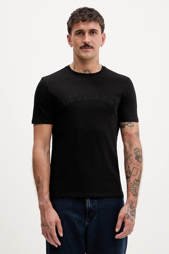 

Хлопковая футболка Guess Jeans, черный