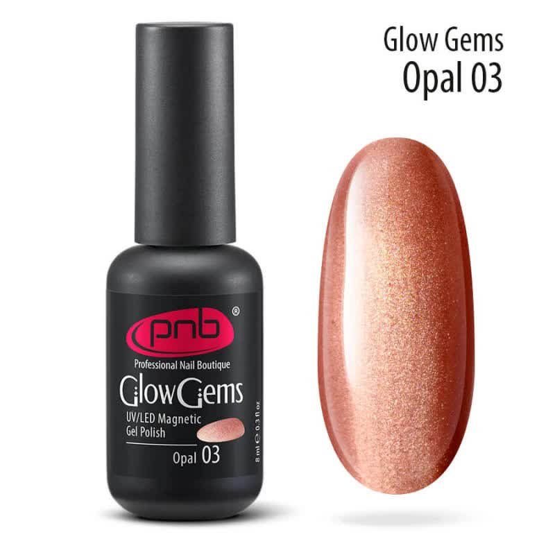 

УФ/LED магнитный гель-лак PNB Glow Gems Opal 03, 8 мл