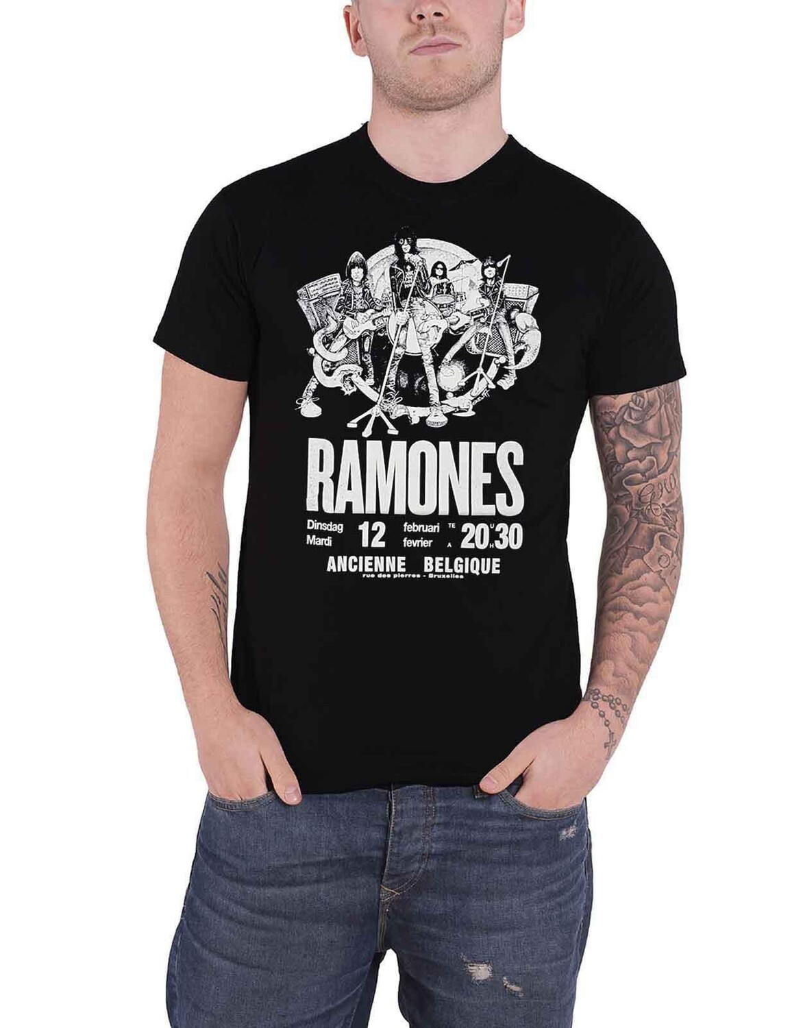 

Футболка с плакатом Belgique Live Concert Ramones, черный
