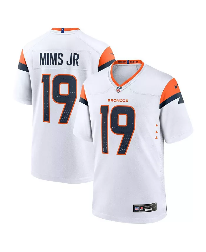

Мужская игровая футболка Marvin Mims Jr белого цвета Denver Broncos Nike