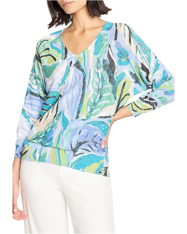 

Свитер NIC+ZOE Petite Island Beat Cotton Slub Sweater, синий мульти