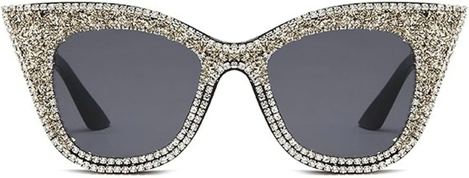 

Модные солнцезащитные очки большого размера с крупными стразами в форме «кошачьих глаз» для женщин, винтажные солнцезащитные очки в форме бабочки с бриллиантами, элегантные женские очки mincl, All Black